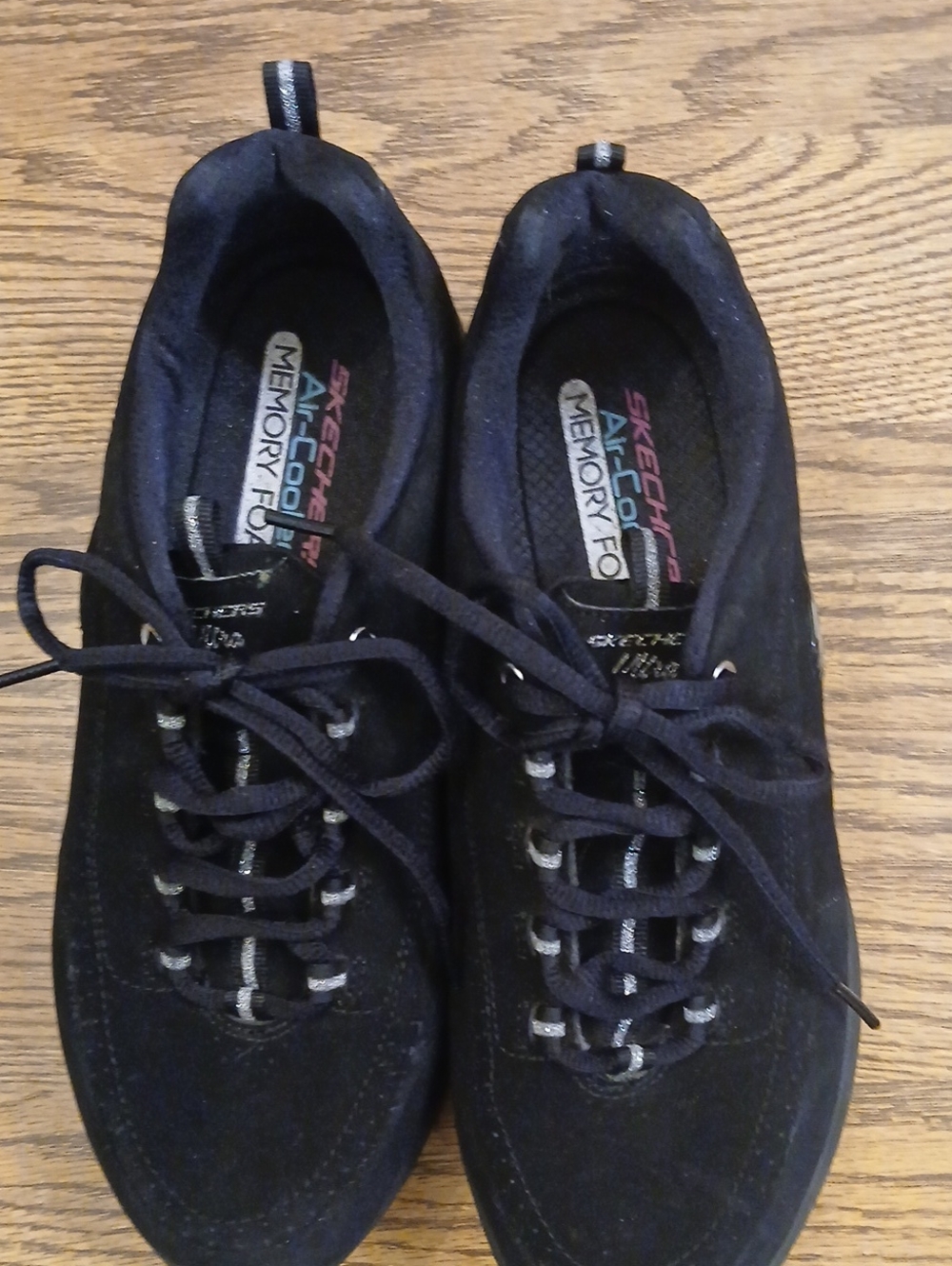 Skechers Womens Black Lace-Up Athletic Sneakers